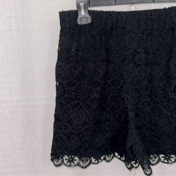 Anthro x Maeve 4 Black Crochet Faux Button Front Pull On Dressy Shorts w/Pockets - Picture 11 of 16